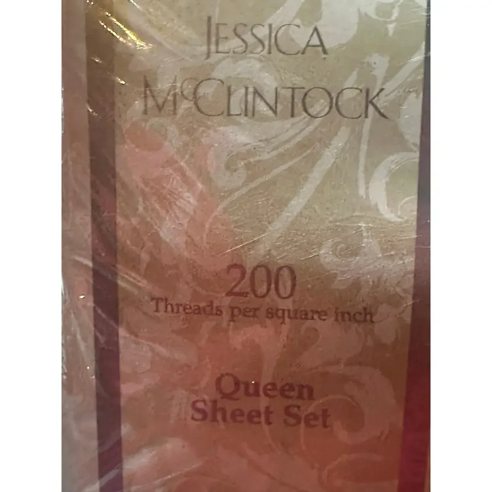 VTG Jessica McClintock 4-piece 200-Count Queen Sheet Set Jonete Pattern